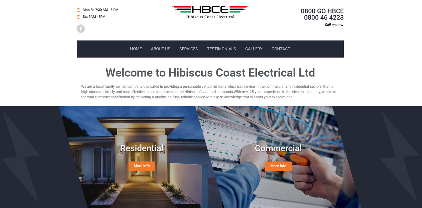 Hibiscus Coast Electrical Website